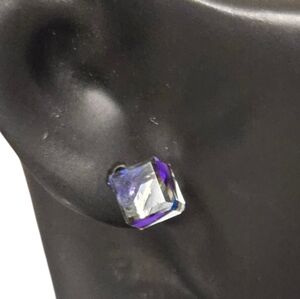 Aurora Borealis  Crystal Cube Stud  pierced Earrings